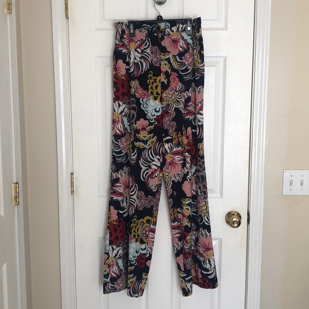 Paper bag wide leg dress pants